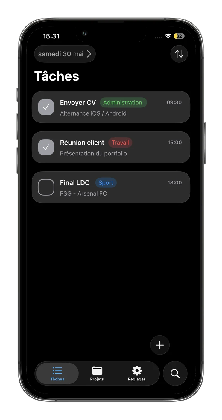 Capture d’écran de Tasks